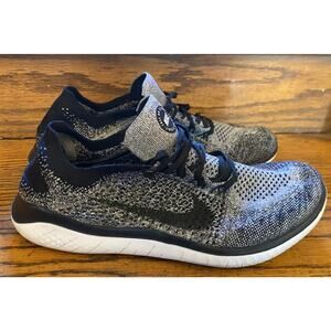 Nike Free RN Flyknit 2018 Women's 10 Running Shoes Black White Oreo